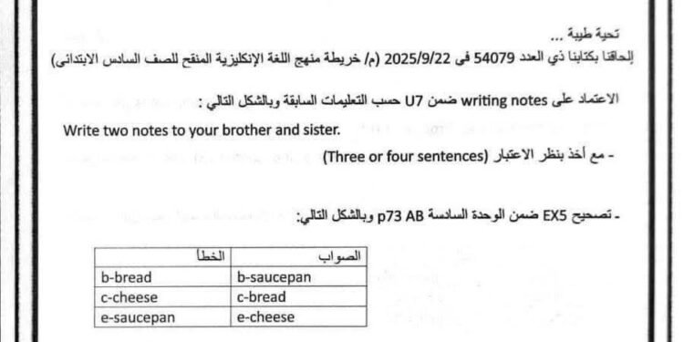 التربية تنفي كتاباً متداولاً عن تعديل مادة الإنكليزي للصف السادس الابتدائي