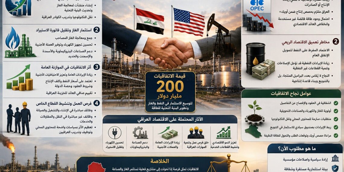 الاتفاقيات النفطية العراقية الأميركية.. بين فرص الاستثمار ومخاطر تعميق الاقتصاد الريعي