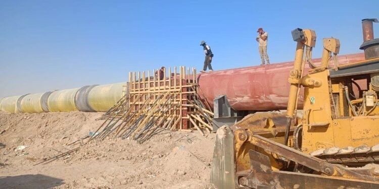 الموارد المائية: إنجاز 45 كيلومتراً من مشروع ماء البصرة الأنبوبي